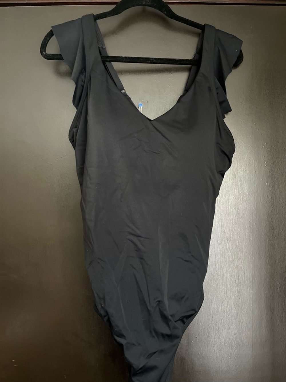 Kona Sol Black One-Piece Swimsuit with V-Neck
